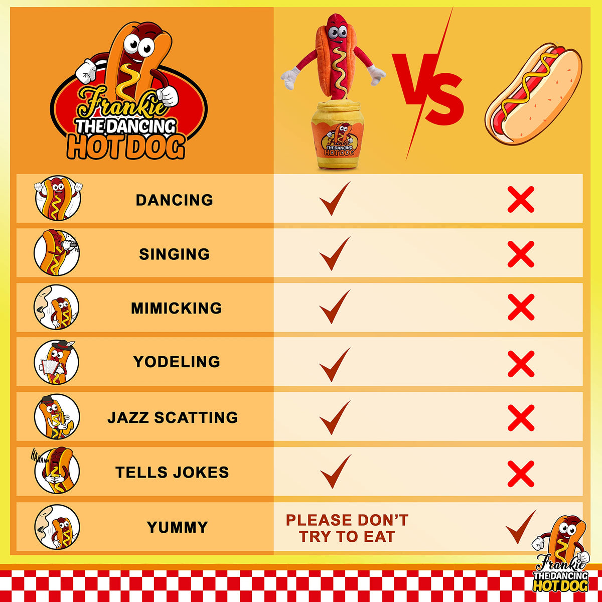 Gagster hot dog dancing toy plush jokes and sounds boost group amusement.