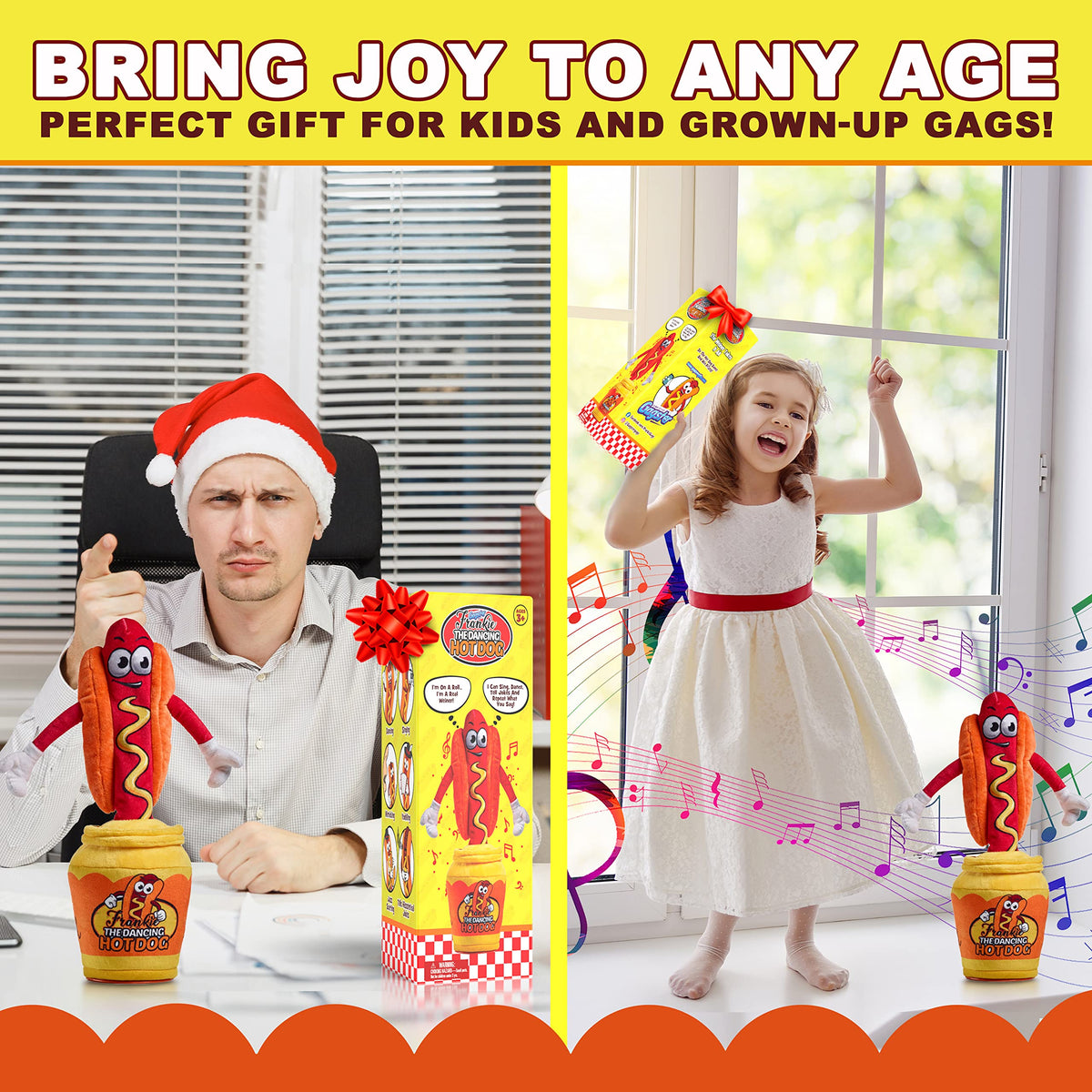 Gagster hot dog dancing toy plush party moment inspires playful interaction.
