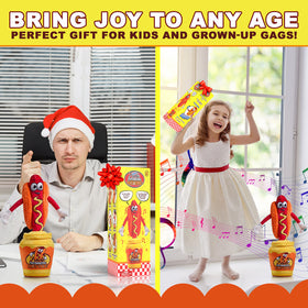 Gagster hot dog dancing toy plush party moment inspires playful interaction.