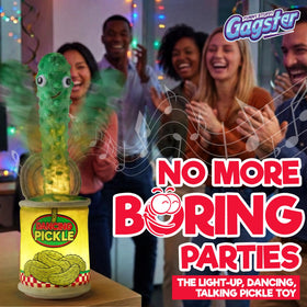 Gagster dancing pickle toy spins with groovy beats for party game nights and celebrations