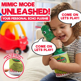Gagster pickle toy demonstrates repeat-and-mimic feature with kid-friendly humor and surprising yodeling