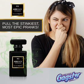 Gagster prank perfume odor cloud evokes unmistakable reaction in any setting.
