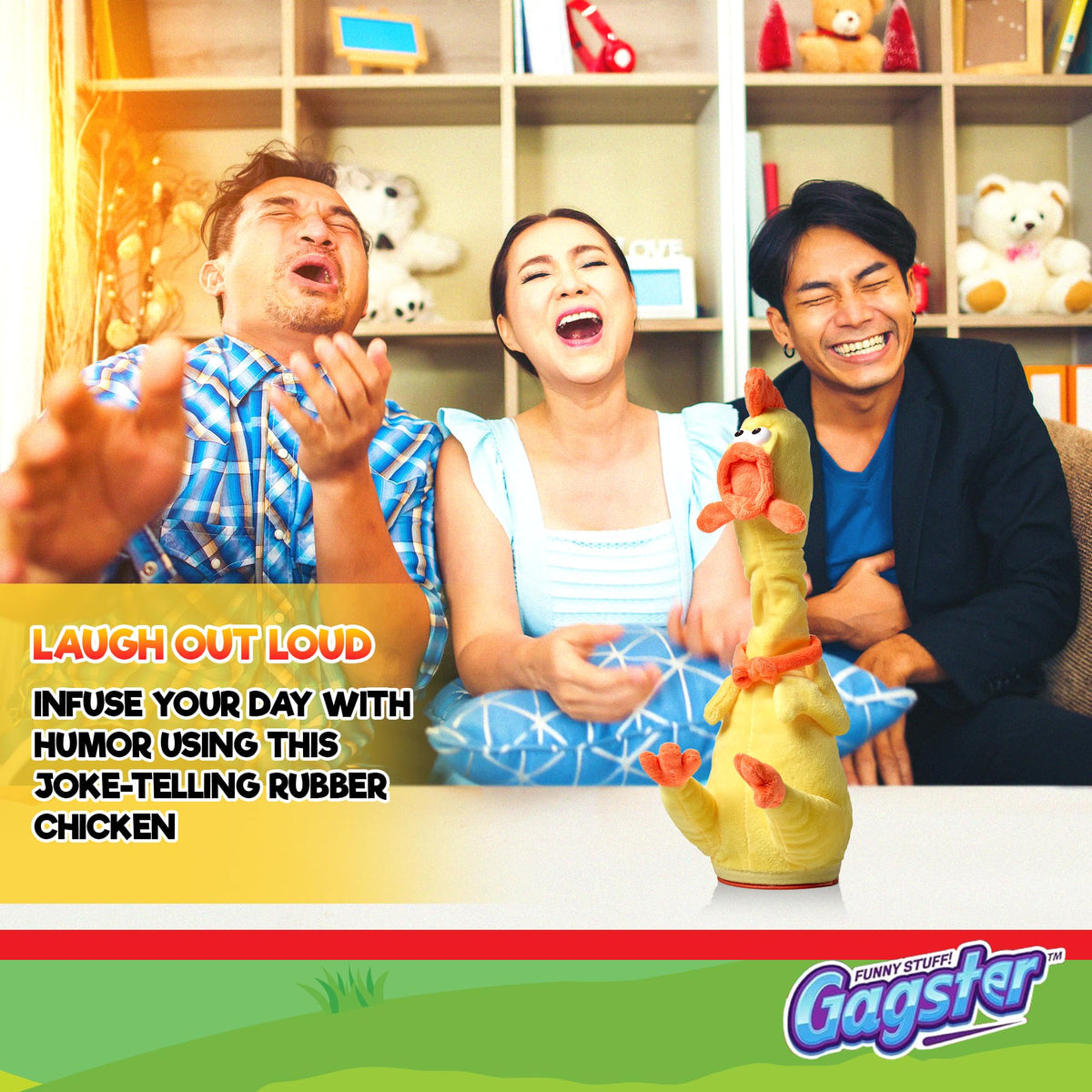 Gagster talking chicken adds spontaneous jokes and yodeling for kid-friendly humor