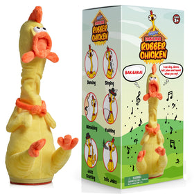 Gagster rubber chicken dancing toy performing goofy moves for family fun