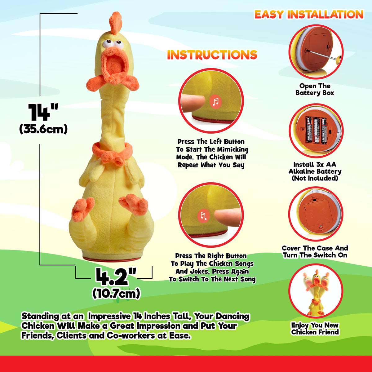 Gagster dancing chicken toy delivering party-ready entertainment at gatherings