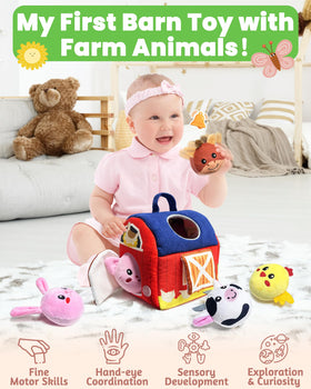Gagule barn toy sheep with crinkle fabric for tactile play.