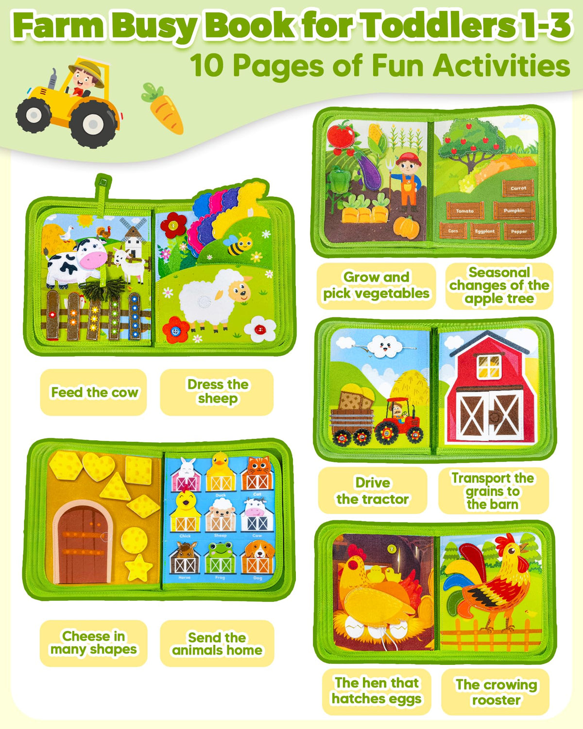 Gagule Busy Book Dress Sheep promotes dressing practice and imaginative play.
