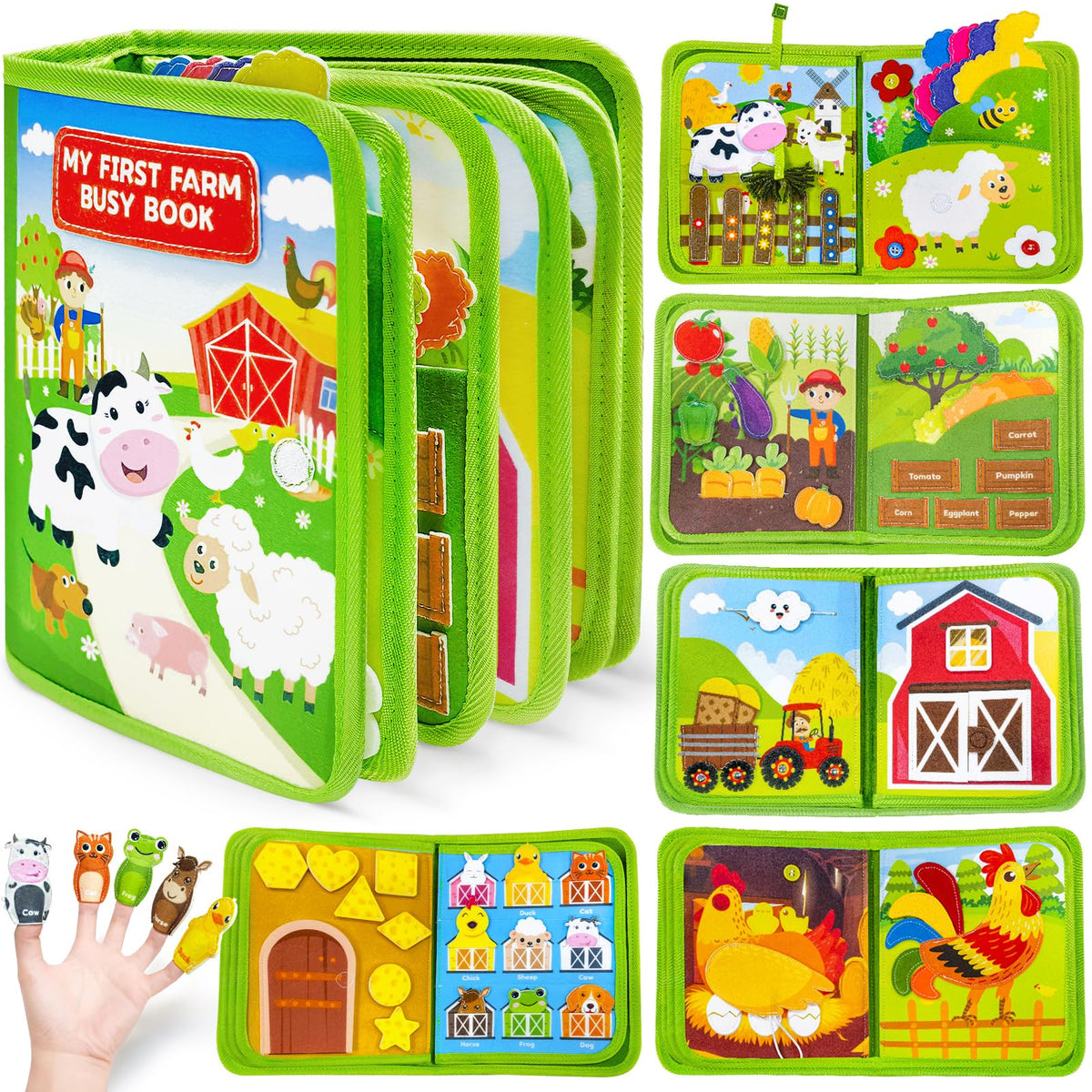 Gagule Busy Book Farm Activities engages kids with interactive farm scenes.