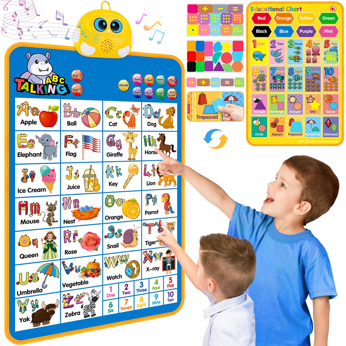 GaHoo electronic alphabet wall chart front view for interactive ABC and number learning.