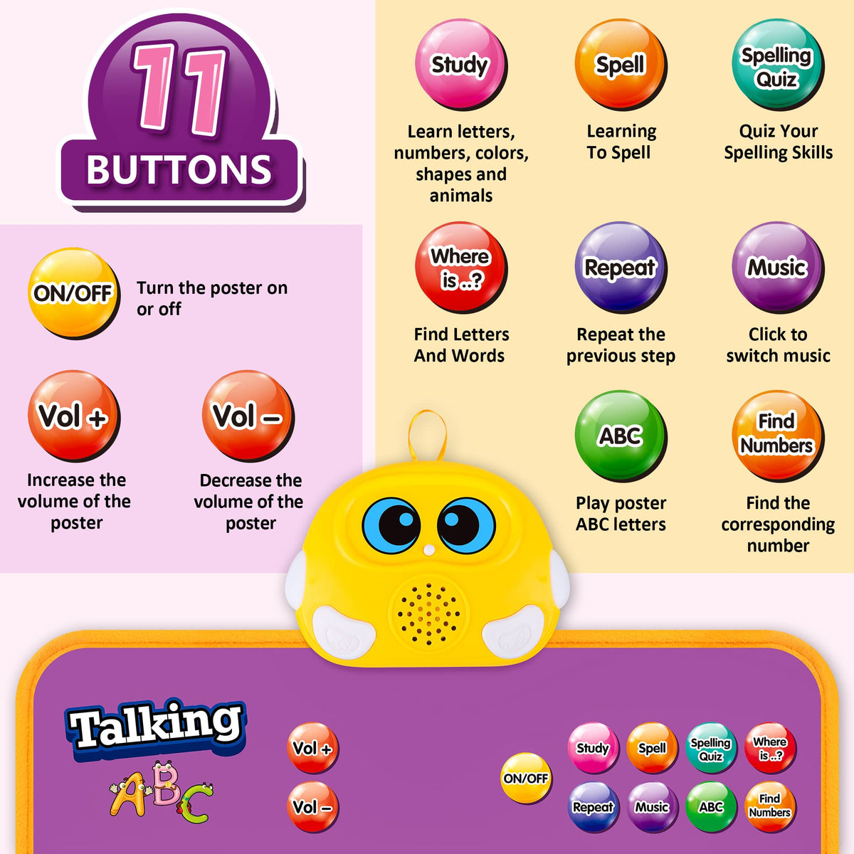 GaHoo music poster aiding toddlers in singing and memory of letters and numbers