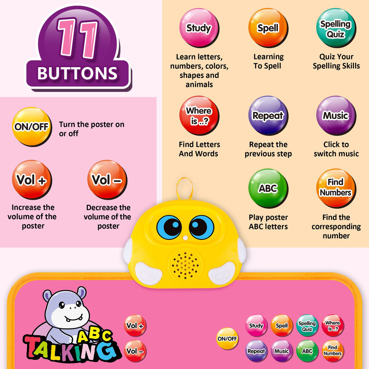 GaHoo talking ABC 123s poster invites kids to interact and learn.