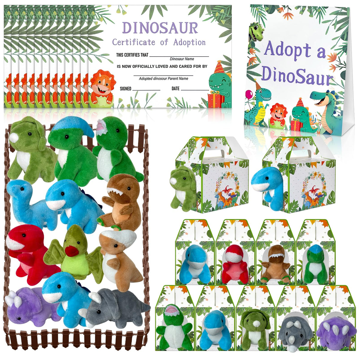 Gaiaring Adopt a Dinosaur plush dinosaurs for party decor and take-home keepsakes