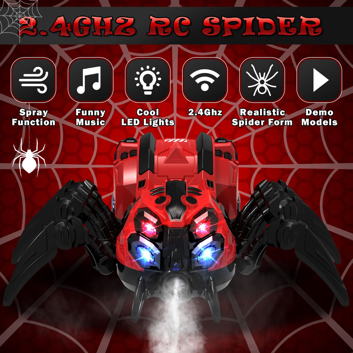 GAIETYDIY spider spraying mode releasing mist for dramatic pranks.