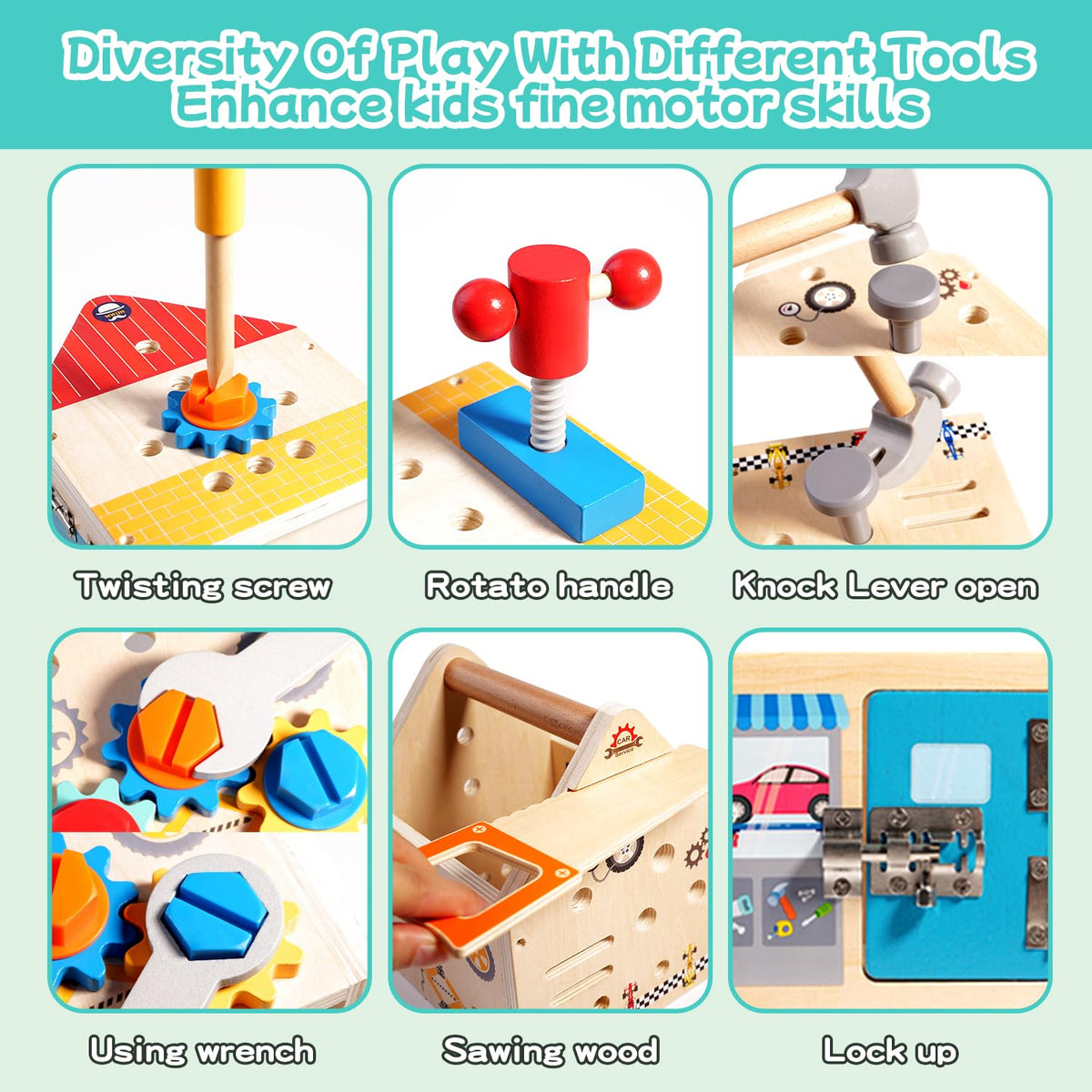 GAIETYDIY screwdrivers and hammers support fine motor skills through fun play.