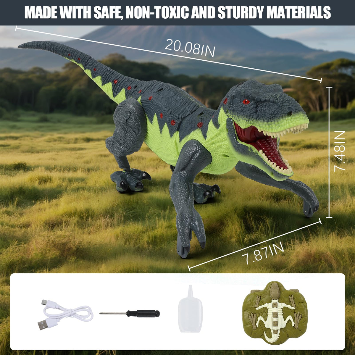 Gaitel dino with lights creates engaging nighttime play and visual effects.