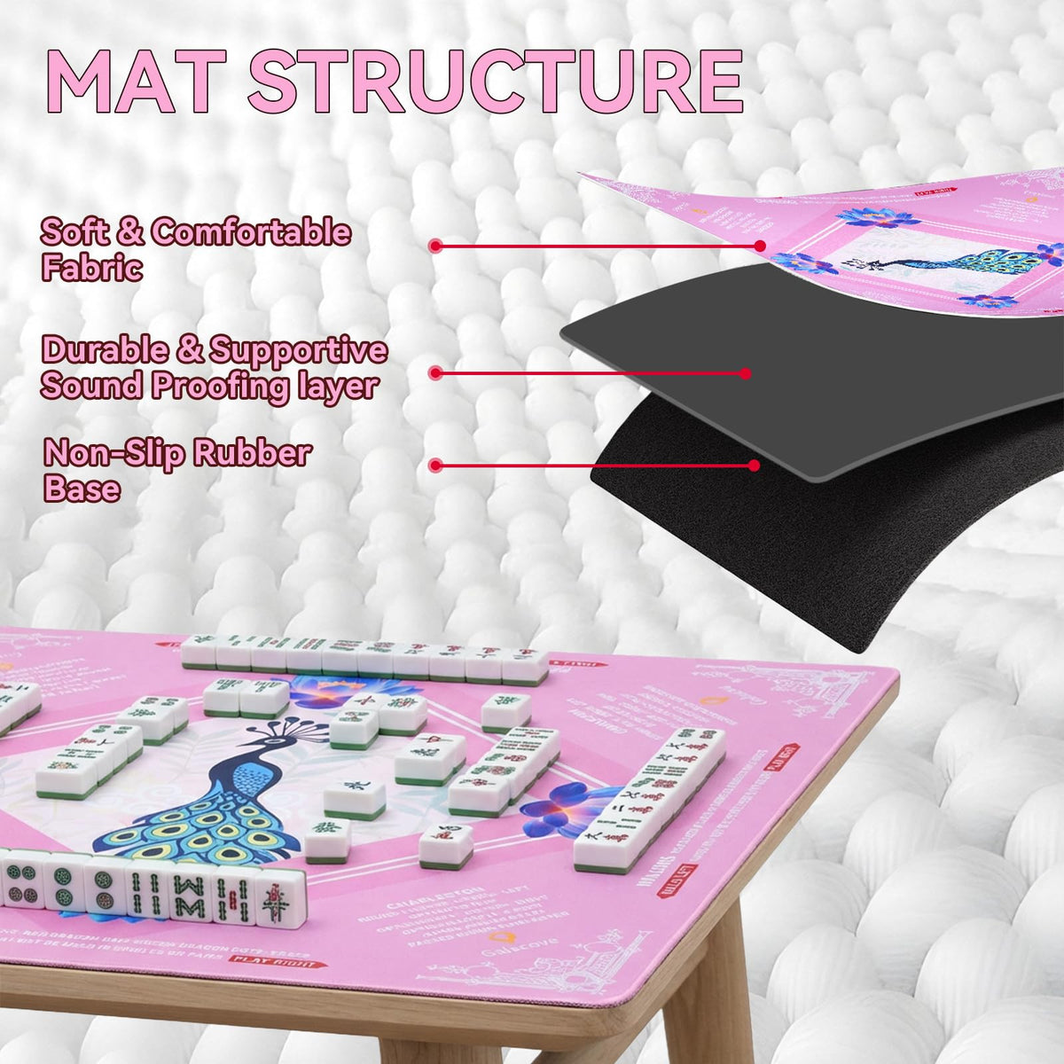 GALACOVE 33-inch mahjong mat on spacious table area for organized play