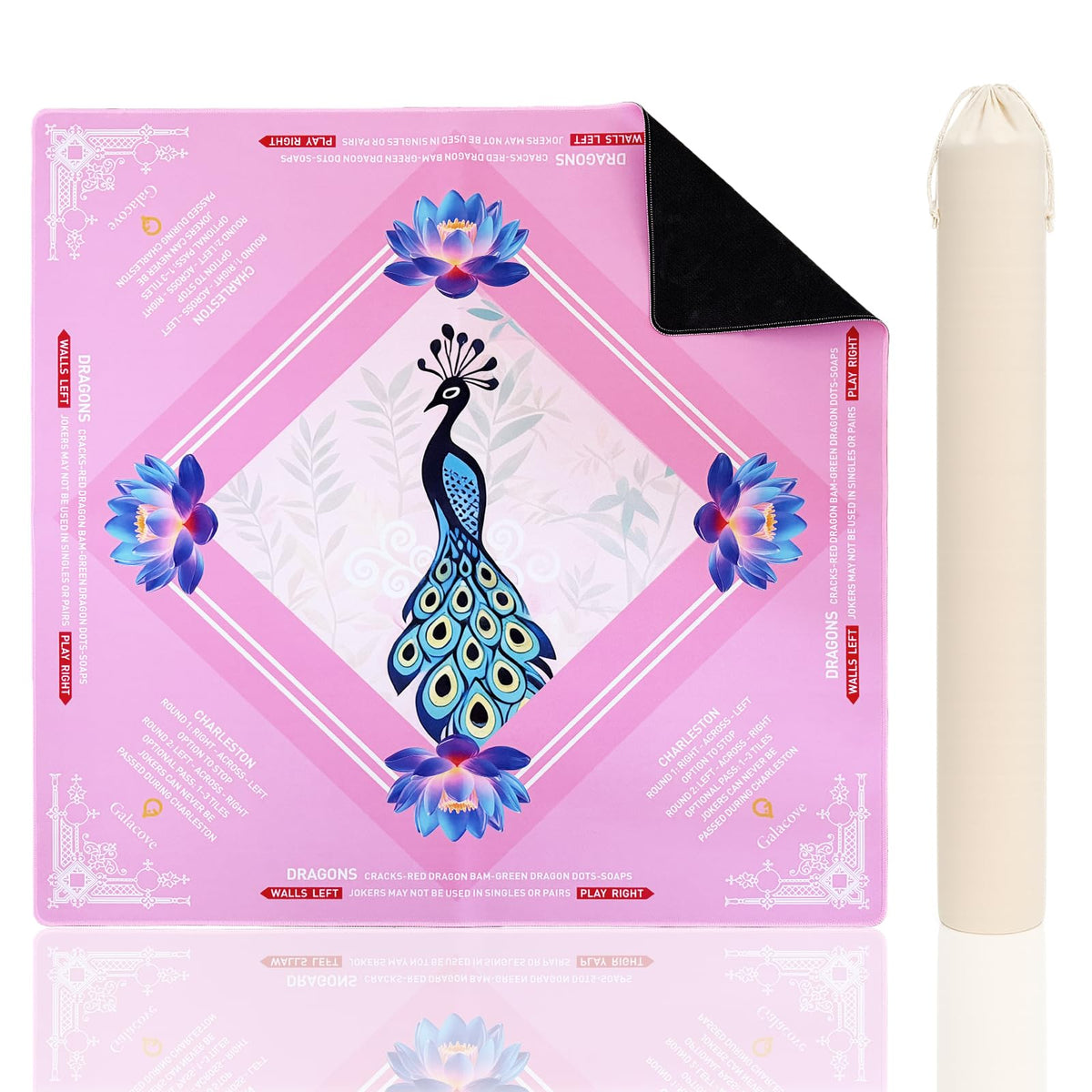 GALACOVE peacock mahjong mat with vibrant design for elegant gameplay