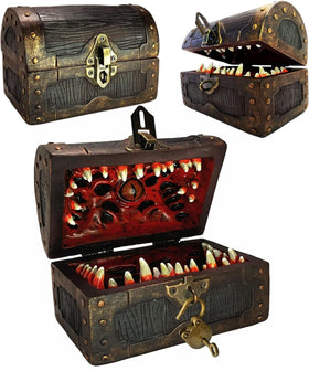 Galdor's Guild Mimic Dice Chest open view showcases handcrafted medieval design for game nights
