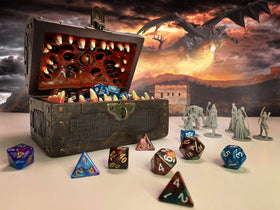 Galdor's Guild Mimic Dice Chest travel-ready angle highlights portable RPG storage