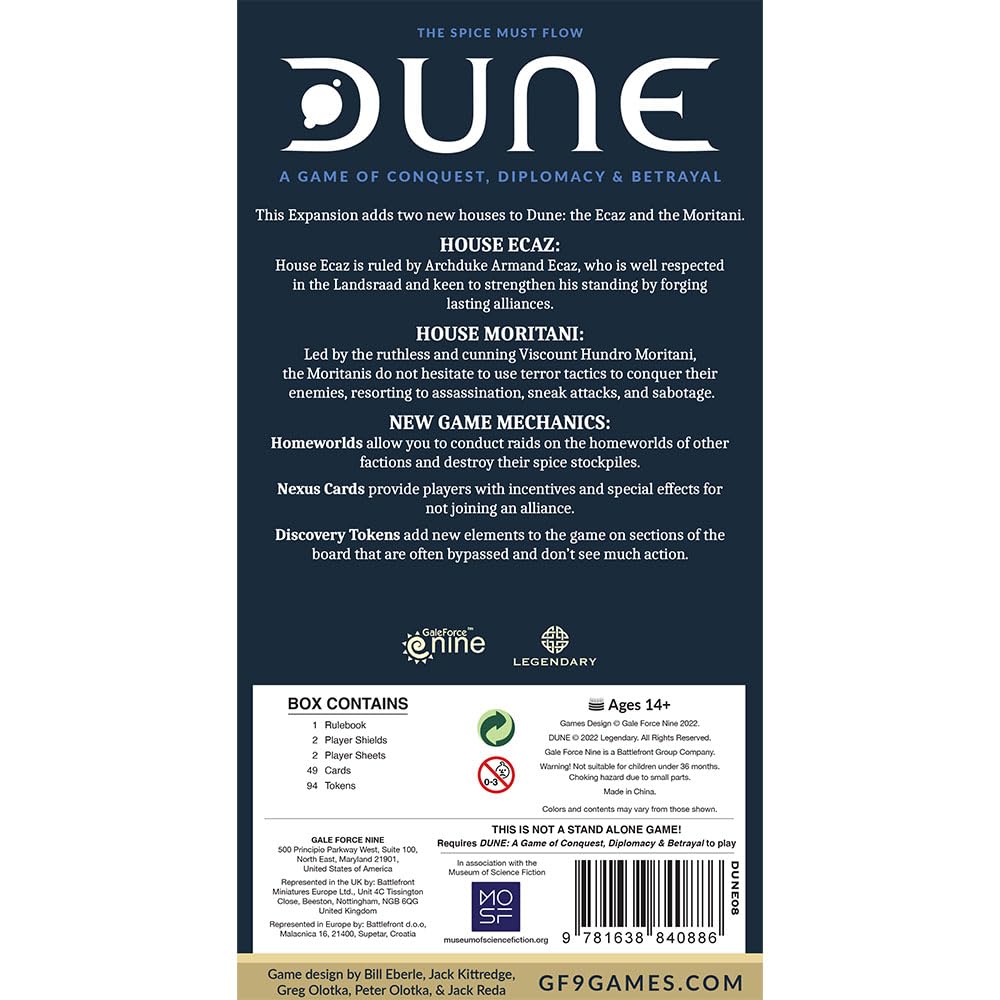 Gale Force Nine Dune Nexus Cards pack with independence incentives