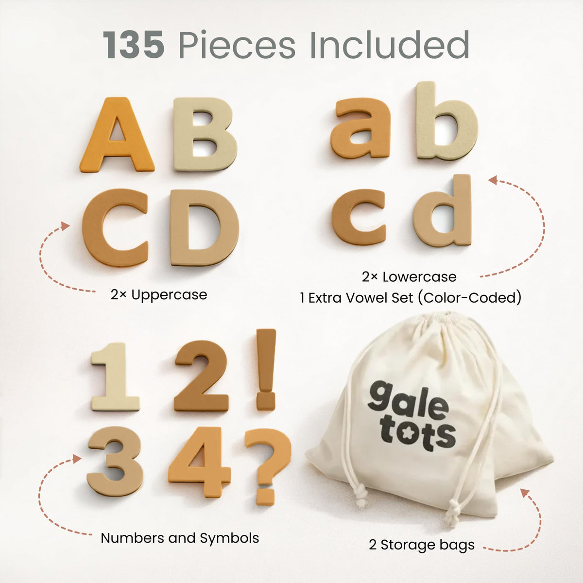 GALE TOTS uppercase letters foam ready for sentence building.