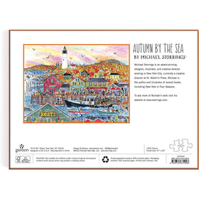 Galison Autumn by the Sea puzzle storage box keeping pieces safe and organized.