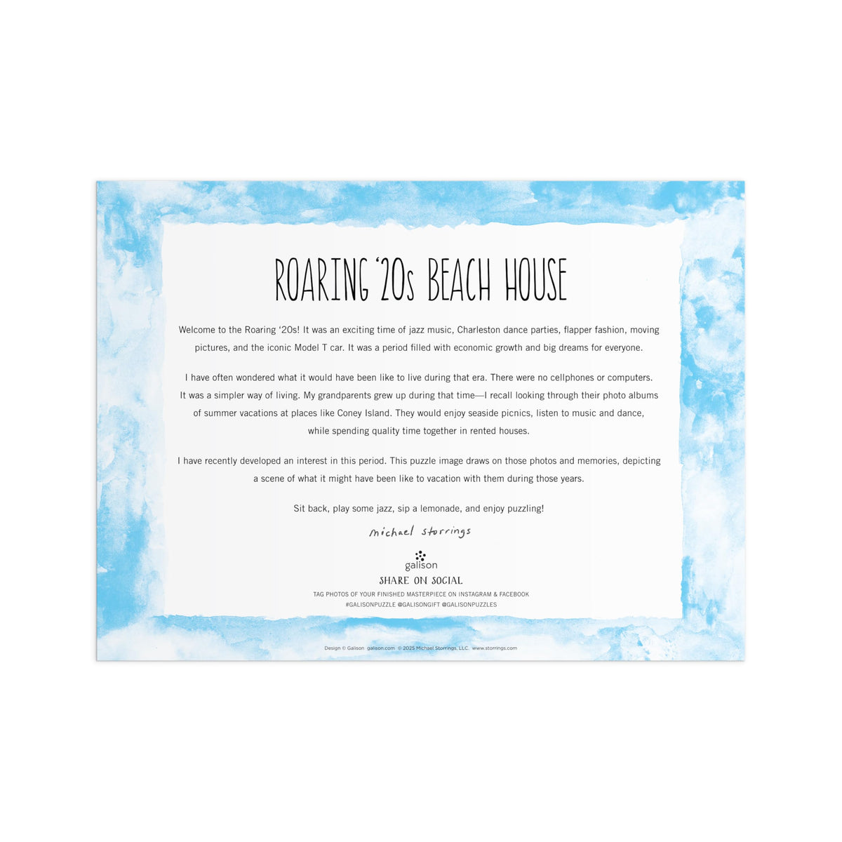 Galison Roaring 20s Beach House puzzle features parasols on sand for bright coastal charm