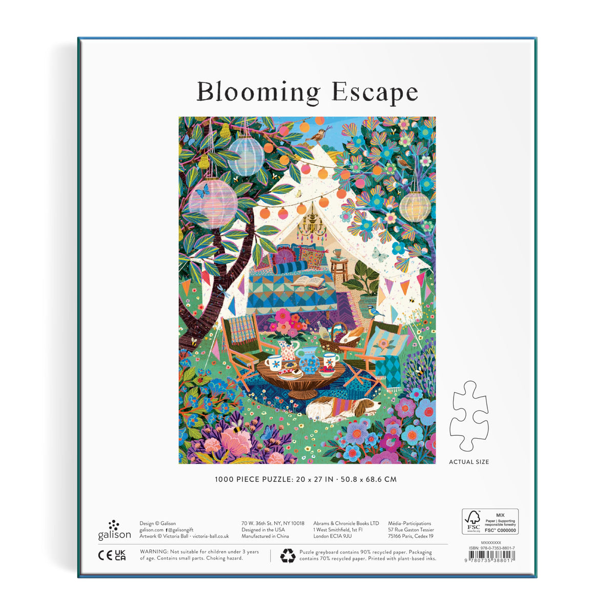 Galison Blooming Escape floral quilts highlight vintage picnicware for warm nostalgia.