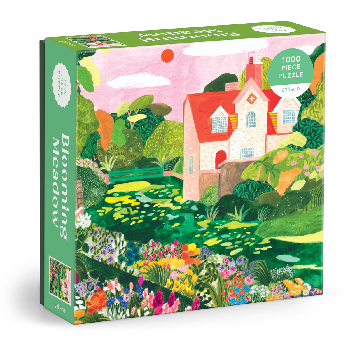 Galison Blooming Meadow cottage image for relaxing evenings.