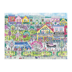 Galison Book Townscape puzzle featuring colorful homes and a lively town scene