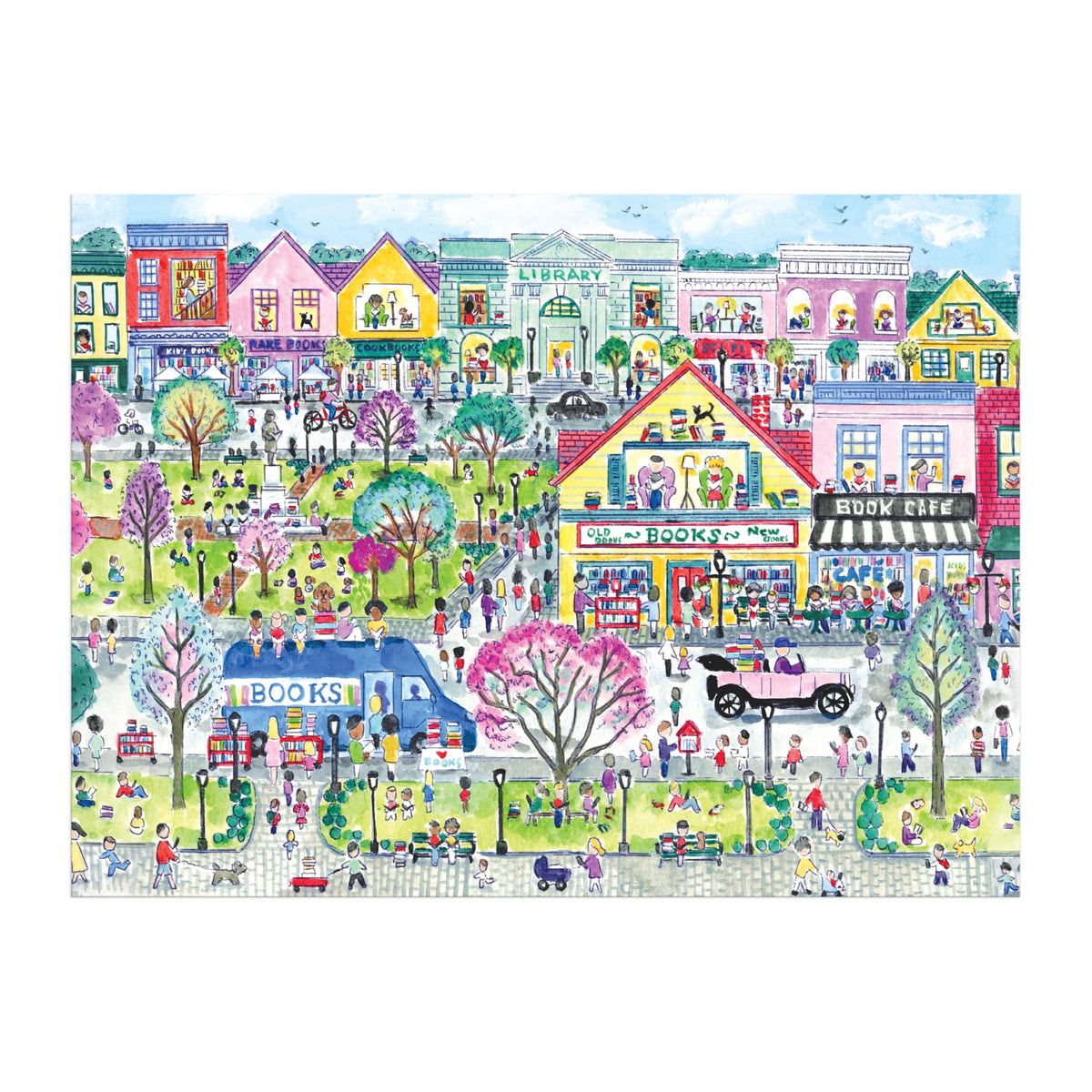 Galison Book Townscape puzzle artwork by Michael Storrings in signature vivid style