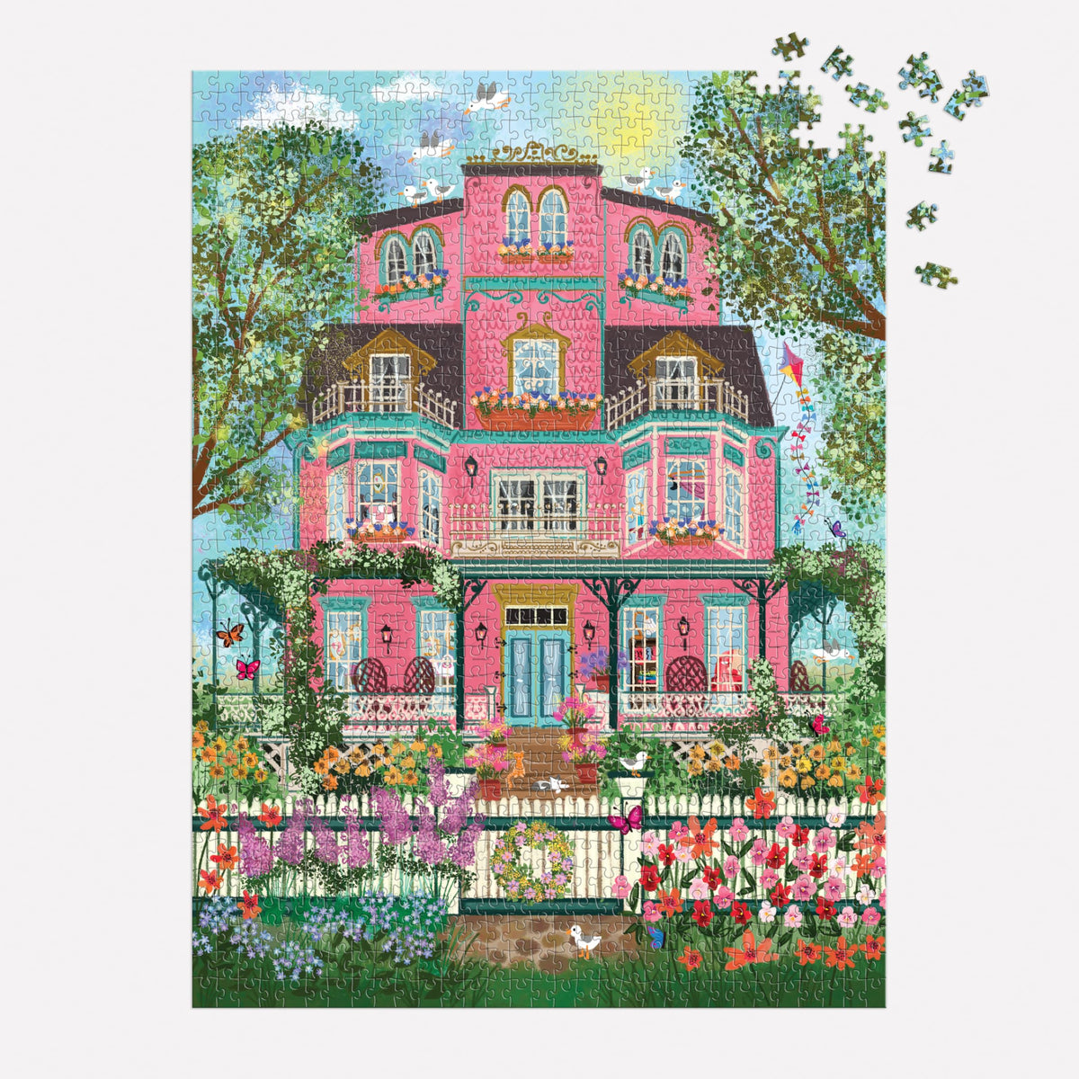 Galison Capeside Victorian puzzle artwork highlights springtime charm and architectural elegance.