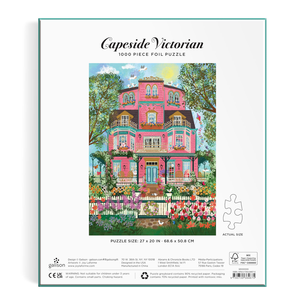 Galison Capeside Victorian puzzle spread on table during family game night.