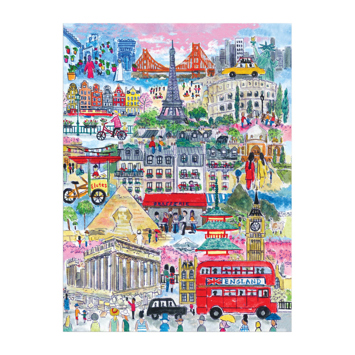 Michael Storrings artwork on Galison puzzle highlights landmarks for visual delight and learning.