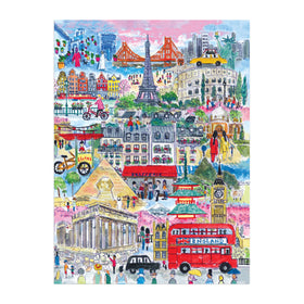 Michael Storrings artwork on Galison puzzle highlights landmarks for visual delight and learning.
