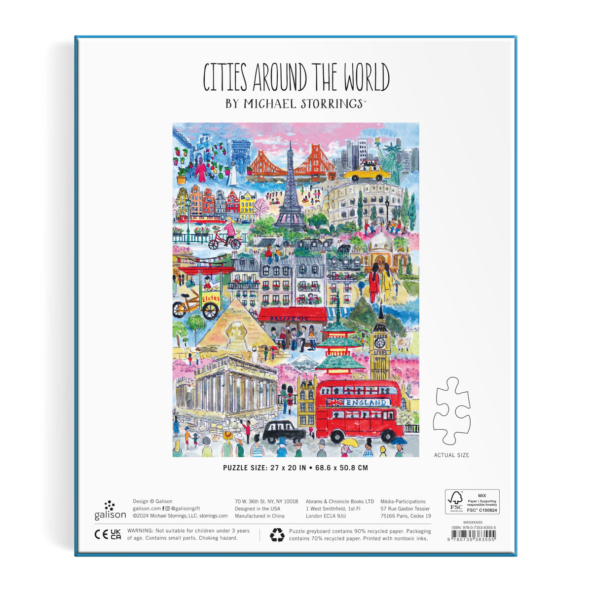 Galison Cities Around The World puzzle's vibrant illustration supports mindful focus.