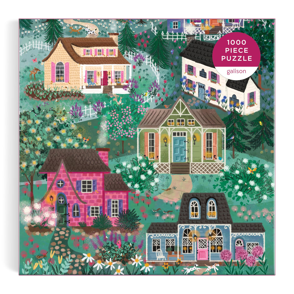Galison Cottage Hills completed puzzle measuring 27x20 inches.