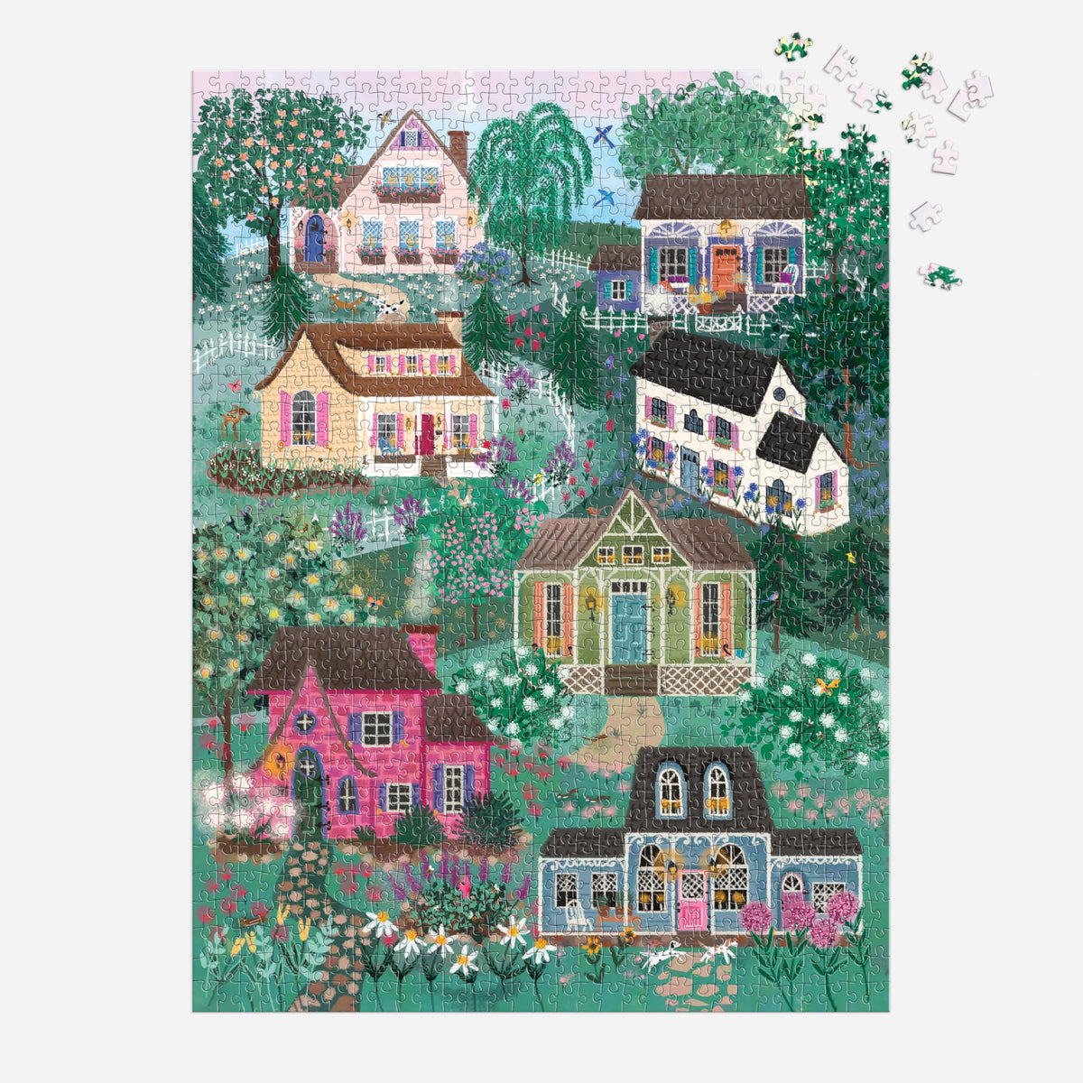 Galison Cottage Hills puzzle gift packaging ready for gifting.