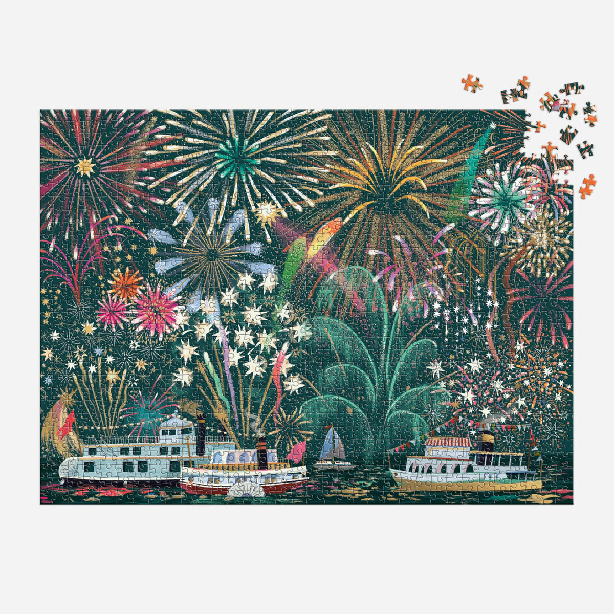 Galison Fireworks Jubilee foil accents add extra shimmer and collectability to the puzzle.