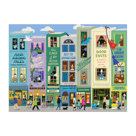 Galison Main Street Books puzzle finished-27x20 offers a satisfying display when completed.