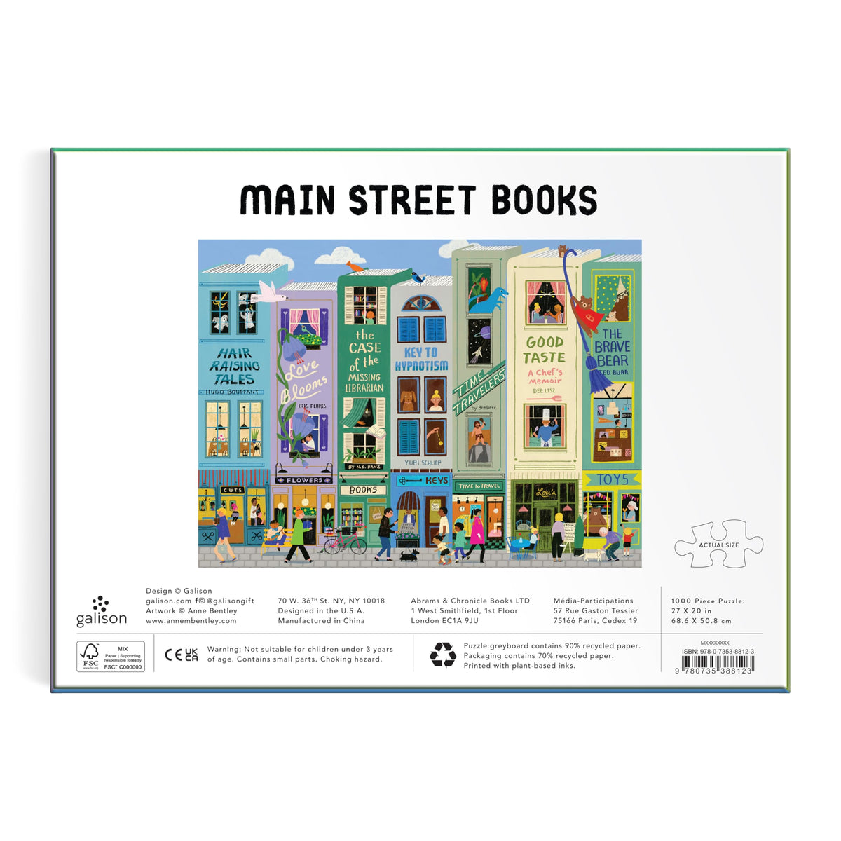 Galison Main Street Books puzzle reading-nooks create inviting ambiance during family puzzling.