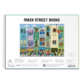 Galison Main Street Books puzzle reading-nooks create inviting ambiance during family puzzling.