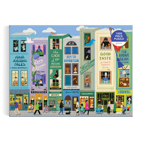 Galison Main Street Books puzzle storefronts highlight bookshop facades for an imaginative challenge.