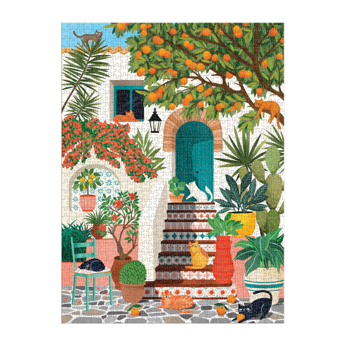 Galison Mediterranean Cats plants: lush greenery enhances mood and adds Mediterranean charm to your setup.
