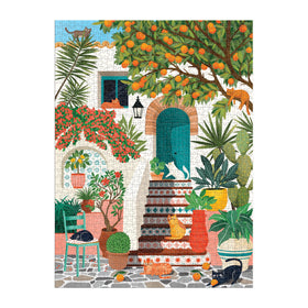 Galison Mediterranean Cats plants: lush greenery enhances mood and adds Mediterranean charm to your setup.