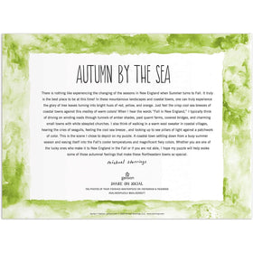 Galison Michael Storrings Autumn by the Sea puzzle completed layout, 27x20 inches.