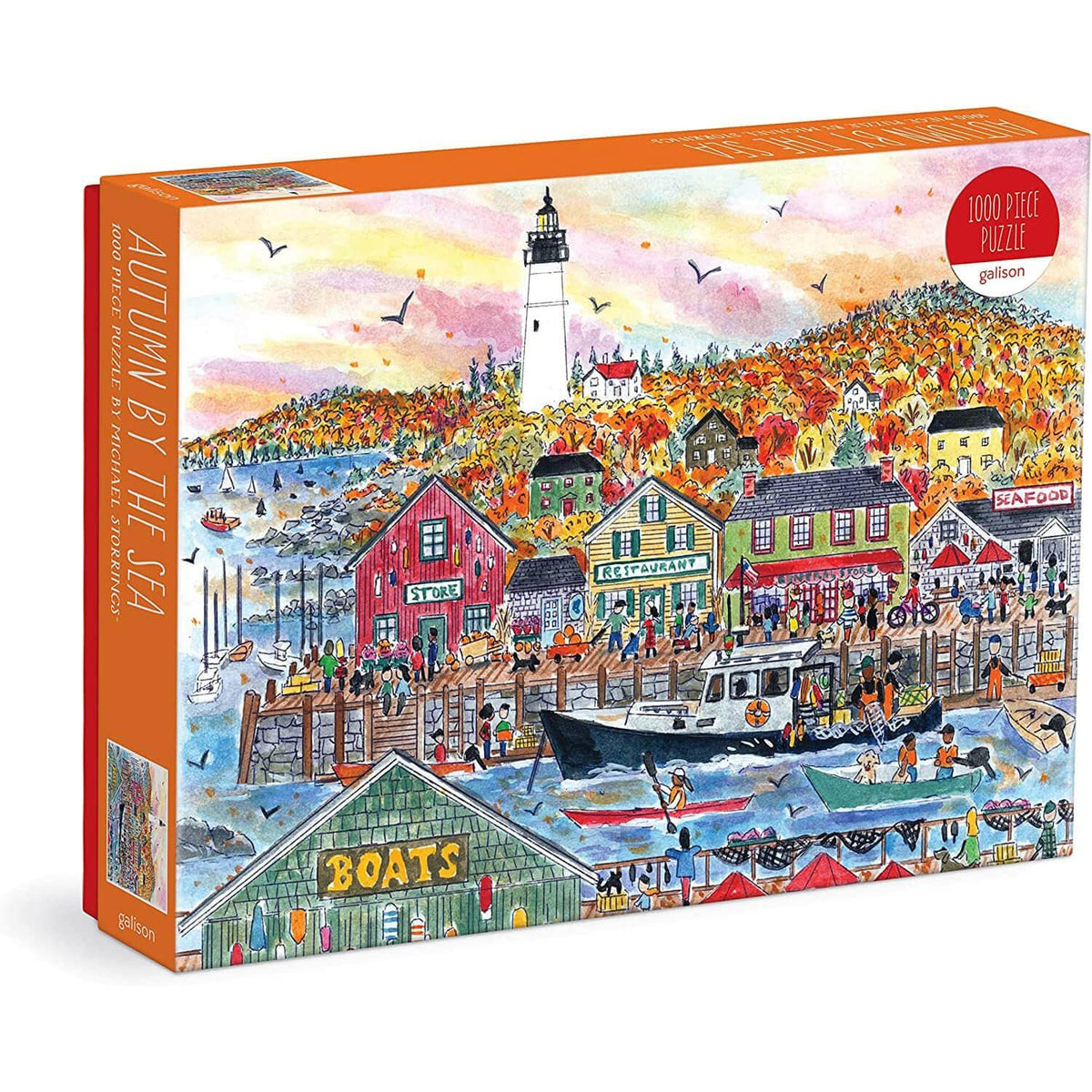 Galison Michael Storrings Autumn by the Sea puzzle pieces, thick and sturdy.
