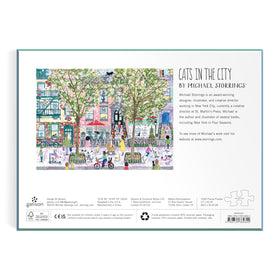 Galison Michael Storrings Cats in the City puzzle captures a detailed cityscape view.