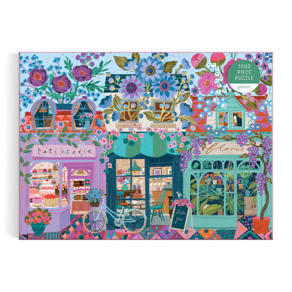 Galison Open for Blossoms puzzle baskets overflowing with peonies and roses, perfect for floral enthusiasts.