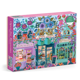 Galison Open for Blossoms puzzle storefront patisserie with blooming florals.